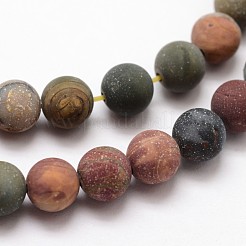 Matte Natural Polychrome Jasper/Picasso Stone/Picasso Jasper Beads Strands&nbsp;X-G-K113-03-4mm