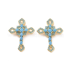 Rack Plating Brass Micro Pave Cubic Zirconia Pendants&nbsp;KK-C008-32G-01
