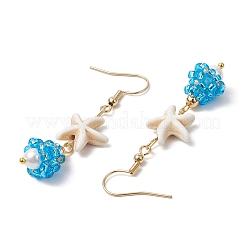 Shell Glass Dangle Earrings&nbsp;EJEW-MZ00424-04