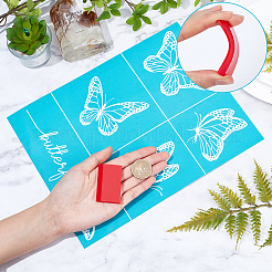 1 Sheet Butterfly Pattern Self-Adhesive Silk Screen Printing Stencil&nbsp;DIY-GF0004-06