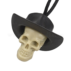 Halloween Skull Plastic Pendant Necklaces&nbsp;NJEW-S006-01E