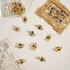 30Pcs Bees Iron Rhinestone Lapel Pin Brooches&nbsp;JEWB-GO0001-20