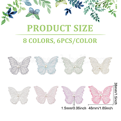 48Pcs 8 Colors Double Layered 3D Butterfly Polyester Embroidery Ornament Accessories&nbsp;PATC-FG0001-62