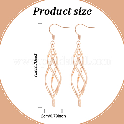3 Pairs 3 Colors Brass Twist Wave Dangle Earrings for Women&nbsp;EJEW-AN0003-26