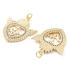 Brass Pave Cubic Zirconia Pendants&nbsp;KK-U009-10A-G