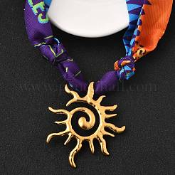 304 Stainless Steel Sun Pendant Adjustable Polyester Ribbon Necklaces for Women&nbsp;NJEW-F349-02G