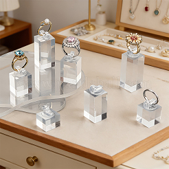 7Pcs 7 Sizes Acrylic Ring Display Riser Stand Sets&nbsp;ODIS-WH0099-256A