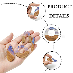 18Pcs 9 Styles Transparent Resin & Walnut Wood Pendants&nbsp;RESI-FS0001-78