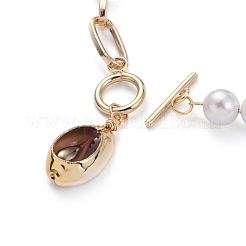 Electroplated Cowrie Shell Pendant Necklaces&nbsp;NJEW-JN02745-01