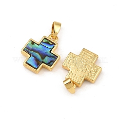 Rack Plating Brass Natural Paua Shell Pendants&nbsp;KK-U025-03G-02-1