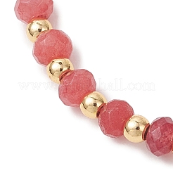 Brass & Dyed Natural Malaysia Jade Rondelle Beaded Bracelets for Women&nbsp;BJEW-JB13323-01