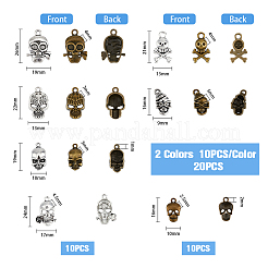 120Pcs 12 Style Tibetan Style Alloy Pendants&nbsp;SKUL-FH0001-01