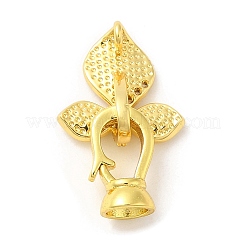 Rack Plating Brass Micro Pave Clear Cubic Zirconia Fold Over Clover Clasps&nbsp;KK-H447-04G