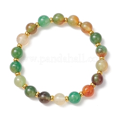 Dyed & Heated Natural Peacock Agate Round Beads Stretch Bracelets for Women Men&nbsp;BJEW-JB13444