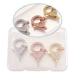 Brass Micro Pave Cubic Zirconia Lobster Claw Clasps&nbsp;ZIRC-TA0001-12