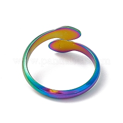 Ion Plating(IP) 304 Stainless Steel Double Snake Open Cuff Ring for Women&nbsp;RJEW-C045-14M