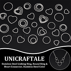 60Pcs 6 Styles 304 Stainless Steel Linking Ring&nbsp;STAS-UN0056-44