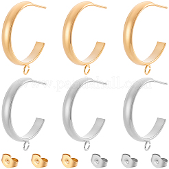 16Pcs 304 Stainless Steel Stud Earring Findings&nbsp;STAS-BBC0010-20A