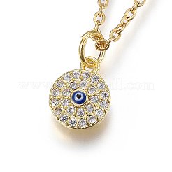 Brass Micro Pave Cubic Zirconia Pendant Necklaces&nbsp;NJEW-L146-09