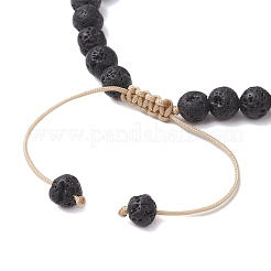 Adjustable Chakra 6mm Round Natural Dyed Malaysia Jade & Tiger Eye & Lava Rock&nbsp;BJEW-JB10614