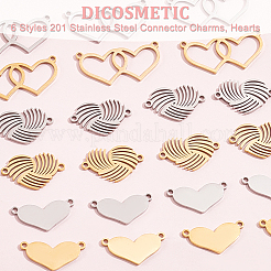 24Pcs 6 Styles 201 Stainless Steel Connector Charms&nbsp;STAS-DC0011-02