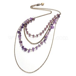 Personalized Four Tier Gemstone Beads Necklaces&nbsp;NJEW-JN01157