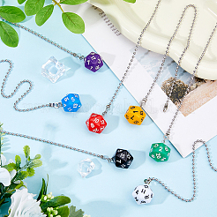 7Pcs 7 Colors Dice Acrylic Charms Ceiling Fan Pull Chain Extenders&nbsp;HJEW-DC00015