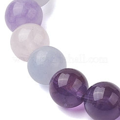 8mm Round Natural Amethyst & Quartz Crystal & Aquamarine & Rose Quartz Beaded Stretch Bracelets&nbsp;BJEW-TA00514-04