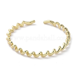 Rack Plating Brass Twist Spiral Cuff Bangles&nbsp;BJEW-M039-04G