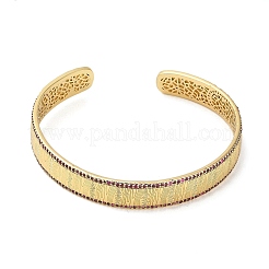 Brass Pave Camellia Cubic Zirconia Open Cuff Bangles for Women&nbsp;BJEW-M312-01D-G