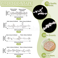 4Pcs 4 Styles Brass Pave Clear Cubic Zirconia Flower Butterfly Connector Charms&nbsp;KK-TA0008-72S