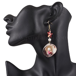 Shell Shape 304 Stainless Steel Synthetic Turquoise Dangle Earrings&nbsp;EJEW-JE06513