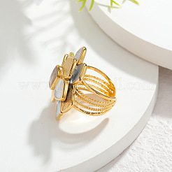 304 Stainless Steel Natural Shell Cuff Open Rings&nbsp;WGDDAC4-01