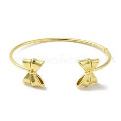 Rack Plating Brass Bowknot Open Cuff Bangles&nbsp;BJEW-P323-02G