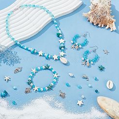 DIY Ocean Theme Natural Cowrie Shell & Synthetic Turquoise Beads Jewelry Making Findings Kits&nbsp;DIY-PH0028-49