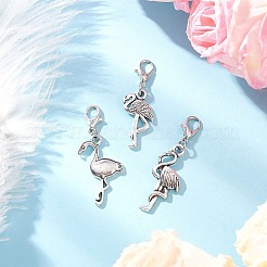 3Pcs Alloy Flamingo Pendant Decorations&nbsp;HJEW-JM03785