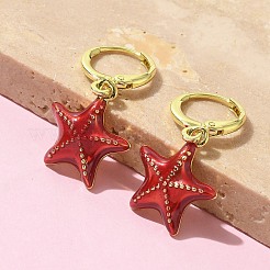 Brass Enamel Leverback Earrings for Women&nbsp;EJEW-U032-02G