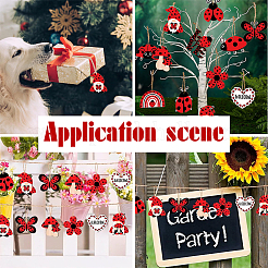 1 Set Ladybug Wood Pendant Decorations&nbsp;DIY-SC0026-45