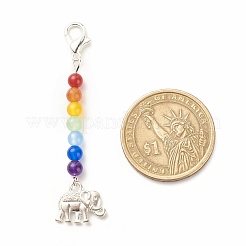 Chakra Theme Natural & Dyed Malaysia Jade Beaded Pendant Decorations&nbsp;HJEW-JM00642-04