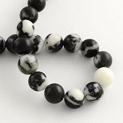 Round Natural Zebra Jasper Beads Strands&nbsp;G-R253-8mm