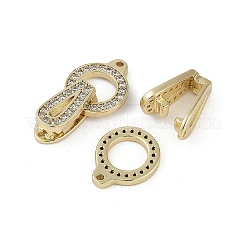 Brass Clear Cubic Zirconia Fold Over Clasps&nbsp;KK-Z078-09G