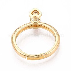 Brass Micro Pave Cubic Zirconia Cuff Rings for Women&nbsp;KK-T071-81G