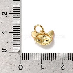 Cat Head Rack Plating Brass Micro Pave Cubic Zirconia Enamel Charms&nbsp;KK-G504-14G