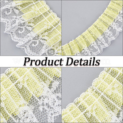 10 Yards Double Layer Polyester Organza Pleated Lace Trim Ribbons&nbsp;SRIB-GF0001-43A