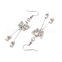 Butterfly 304 Stainless Steel Tassel Dangle Earrings&nbsp;EJEW-JE06422-01