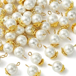 50Pcs 5 Styles Grade A Rainbow Plated Shell Pearl Round Charms&nbsp;FIND-CJ0001-48