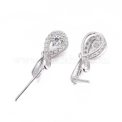 Anti-Tarnish Rhodium Plated 925 Sterling Silver Pendant Bails&nbsp;X-STER-L058-019P