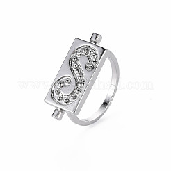 Rectangle with Letter S Rack Plating Alloy Wide Band Rings&nbsp;RJEW-Q163-008B-RS