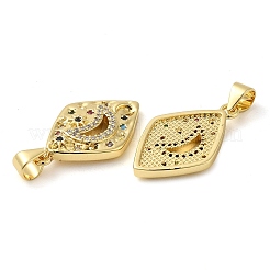 Rack Plating Brass Micro Pave Clear Cubic Zirconia Pendants&nbsp;KK-M260-04G