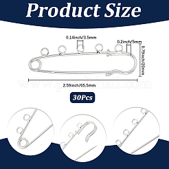 30Pcs Iron Brooch Findings&nbsp;IFIN-SC0002-10A-P